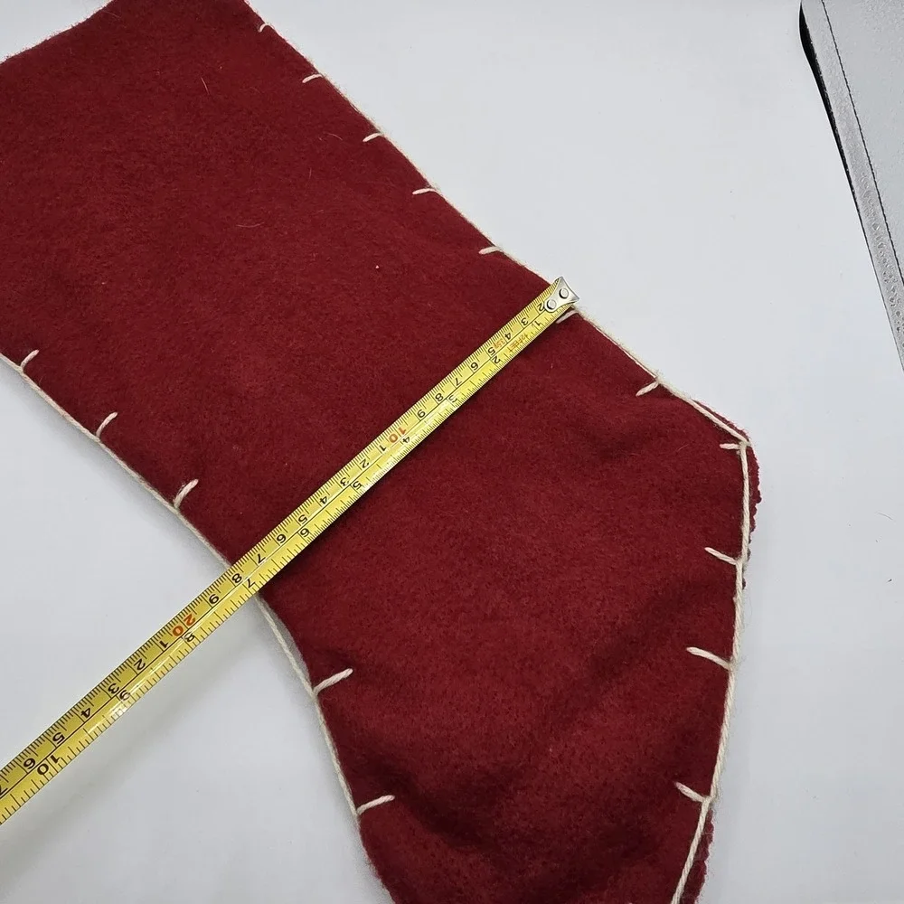 Santa‎ Claus Christmas Stocking Ribbed Corduroy Country Farmhouse Folk Art Vtg